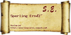 Sperling Ernő névjegykártya